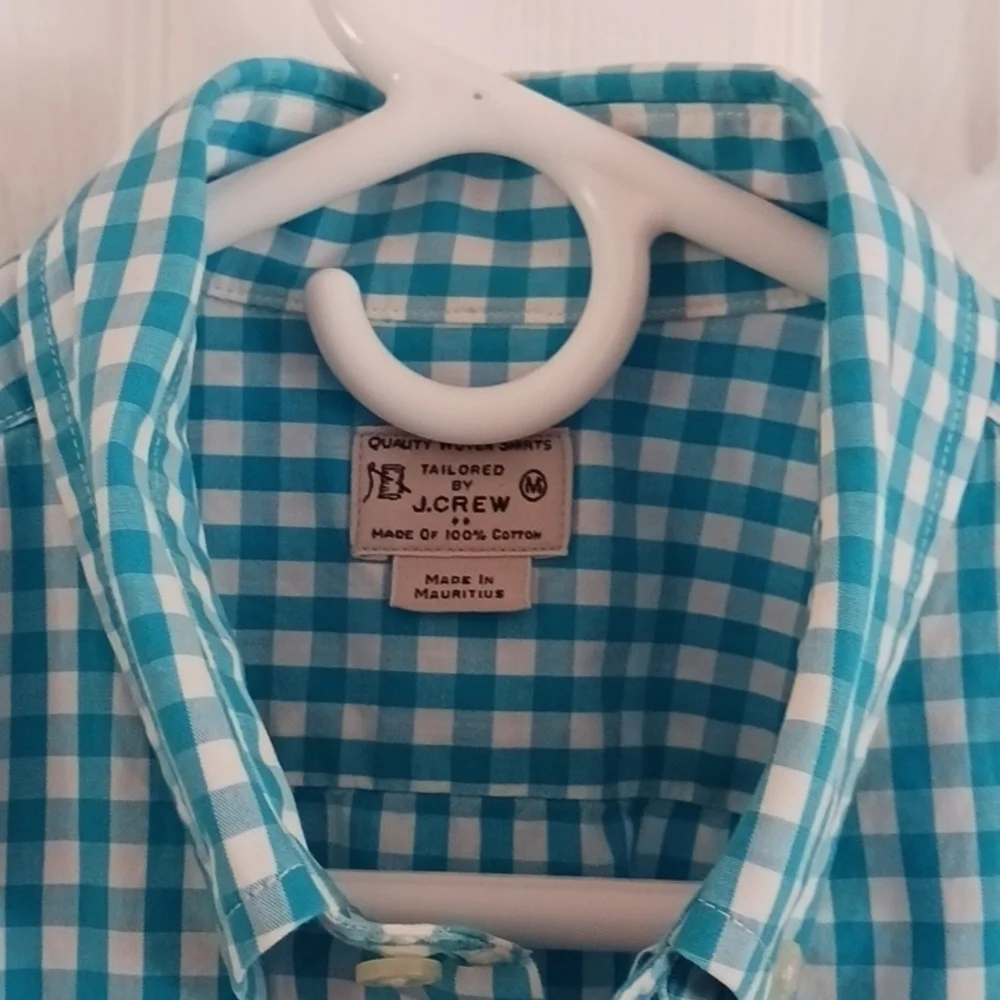 J. CREW BLUE AND WHITE CHECKED SHIRT